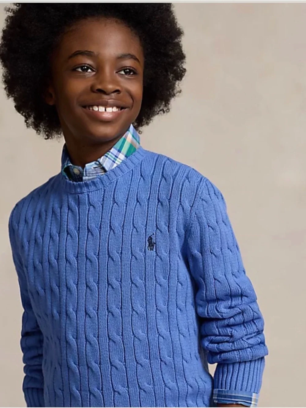 Ralph Lauren Kids Cable Knit Sweater - Blue M (10-12)